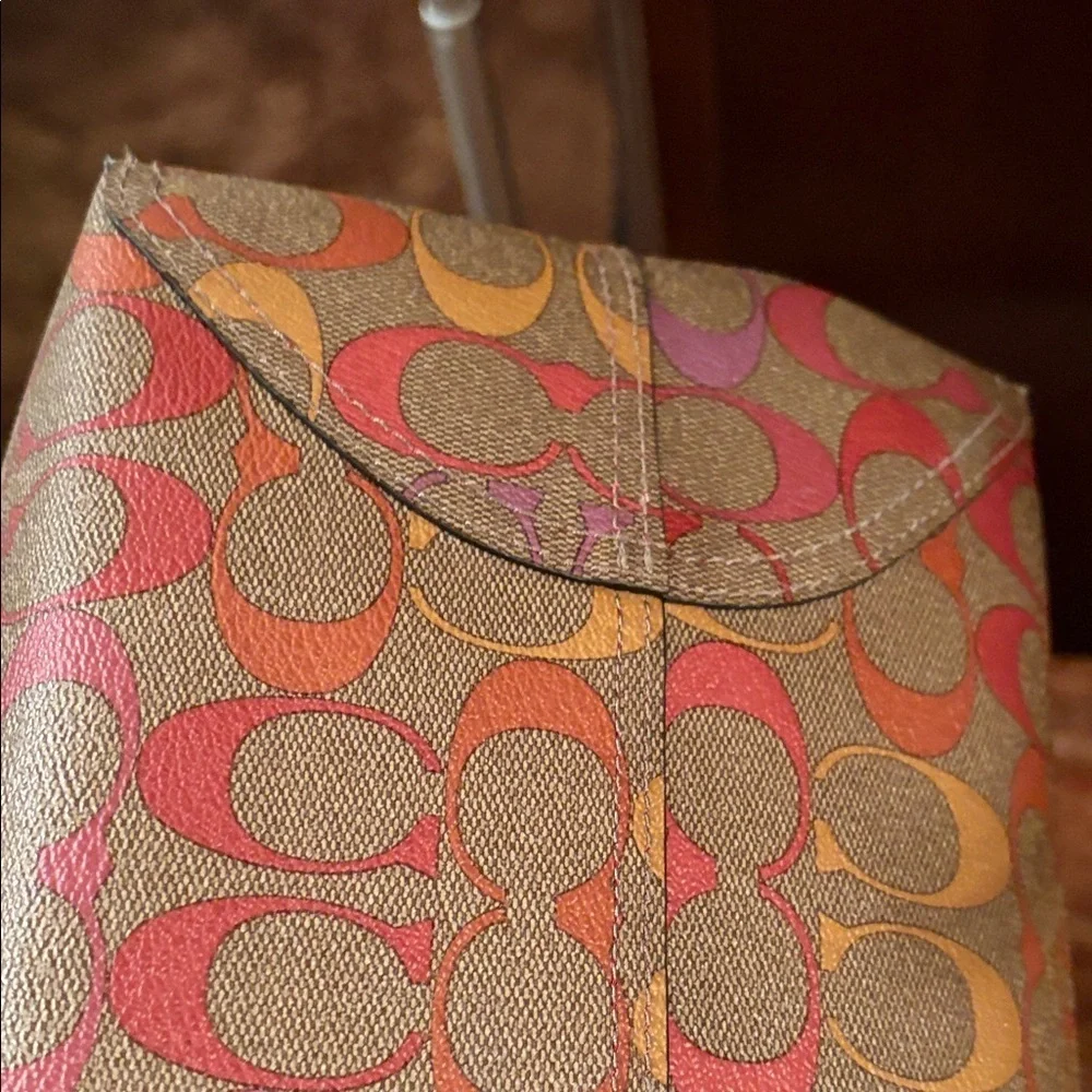 Coach Pink and Orange Signature Tote with Wallet